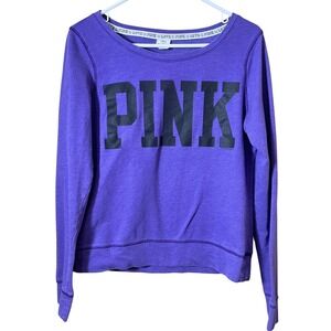 Vintage Victoria's Secret PINK Purple Spellout Pullover Sweatshirt Medium Y2K